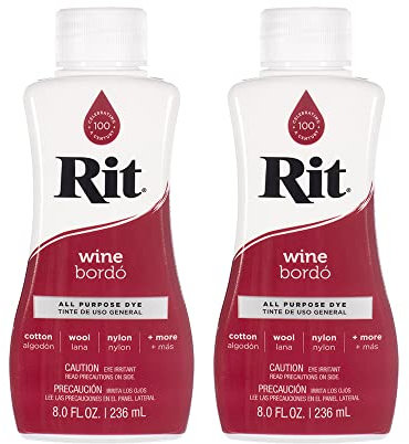 Rit Dye Mehrzweck-Flüssigkeit, 237 ml, ideal für Kleidung, Accessoires, Dekoration und vieles mehr, 2er-Pack, weinrot