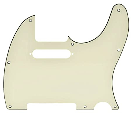 KAISH 8 Hole Tele Style Guitar Pickguard TL Pick Guard with Pickup Mounting Screw Holes for Tele/Telecaster Aged White 3 Ply