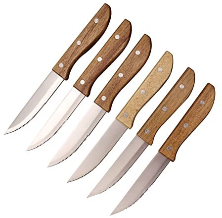 Conjunto de Cuchillas de bistec de Acero Inoxidable Cuchillos de bistec con Mango de Madera Cuchillos Conjunto Conjunto Cubiertos Cubiertos Vajeros 6pcs / Set
