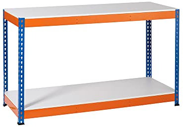 Melamine Shelves Extra HEAVY DUTY 1500mm Wide 2 Level Workbench 400kg(UDL) Workstation Home Garage DIY Work Table 900mm H x 1500mm W x 600mm D - 400KG UDL