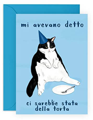 Central 23 Biglietto di compleanno con gatto per lui lei - MI AVEVANO DETTO CI SAREBBE STATA DELLA TORTA - Biglietto di auguri divertente per uomo e donna - Biglietto per amico, ragazzo, ragazza