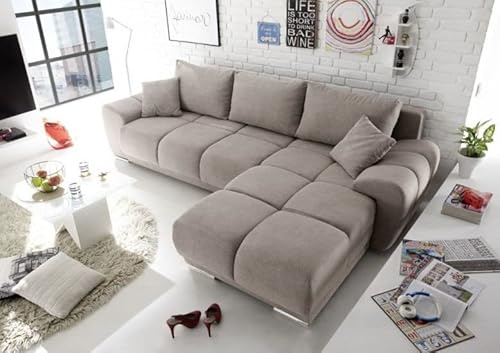 ChillMe Corner Sofa Bed 'DALLAS' - with storage and FREE assembly (Right, Beige)