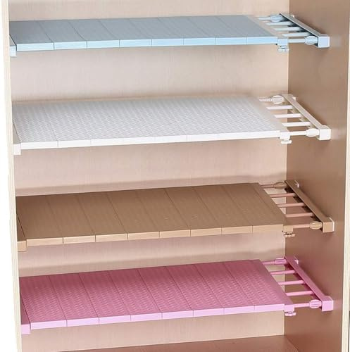 Estante extensible y ajustable blanco, 50-80 cm x 24 cm, organizador DIY para cocina, cuarto de baño y dormitorio