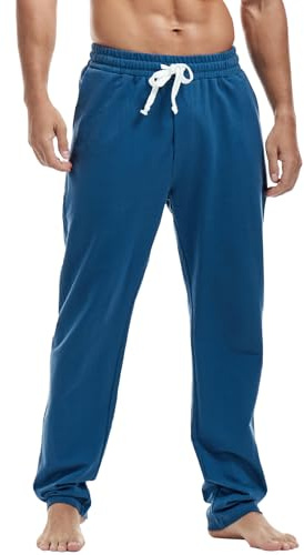 Amy Coulee Jogginghose Herren Baumwolle Baggy Sporthose Lockere Trainingshose mit Taschen (Preußisch Blau, L)