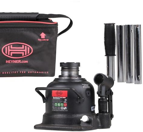 HEYNER Hydraulic Bottle Jack Extra Low 10 Tonne Double Ram Car Vehicle Lifting Emergency With Rubber Pad H346110+RL