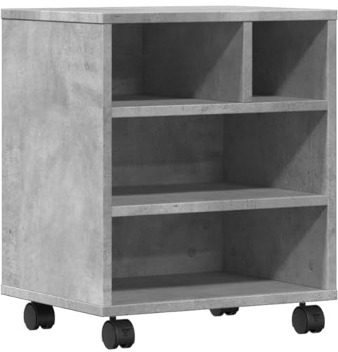 vidaXL Supporto per Stampante con Ruote Grigio Cemento 41x32x48 cm