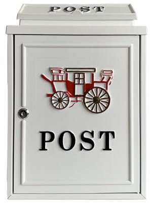Letter Box Villa Letter Box Rain-Proof Old-Fashioned English Villa Mailbox Outdoor Mailbox Creative Letter Box Inbox(White Horse)