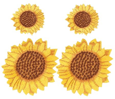 PHENOFICE 10stücke Stoffflicken Mit Sonnenblumenmotiv Zum Aufbügeln Oder Aufnähen Dekorative Applikationen Für Kleidung Rucksäcke Polstermöbel Und Scrapbook