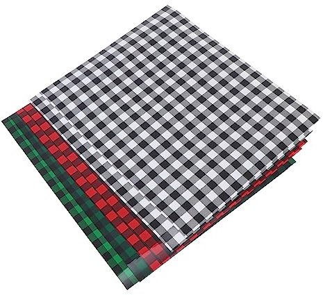 Anneome 6blätter Weihnachtliches Plaid Vinyl Für Textildruck Wärmeübertragungsfolie Für Kleidung Hohe Klebkraft Leicht Zuschneidbar Kein Verblassen Perfektes Bastelmaterial