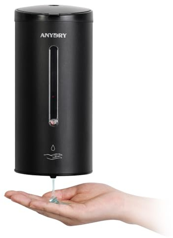 anydry Dispenser automatico a parete per sapone liquido anydry 750ml (uso commerciale) – Rivestimenti anticorrosione, Modello 1205E （Nero Opaco）