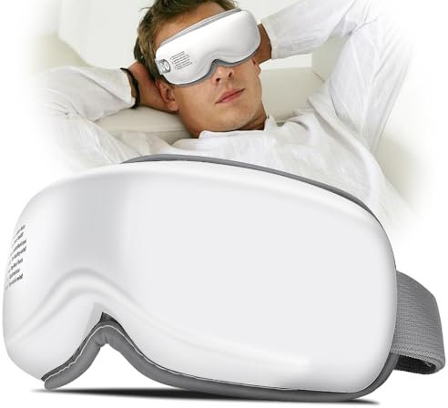 Masseur oculaire avec Chaleur,Masque chauffant électriques pour les yeux avec musique Bluetooth, 5 modes de massage pour masser les muscles des yeux,Réduit la sécheresse des yeux, la fatigue oculaire