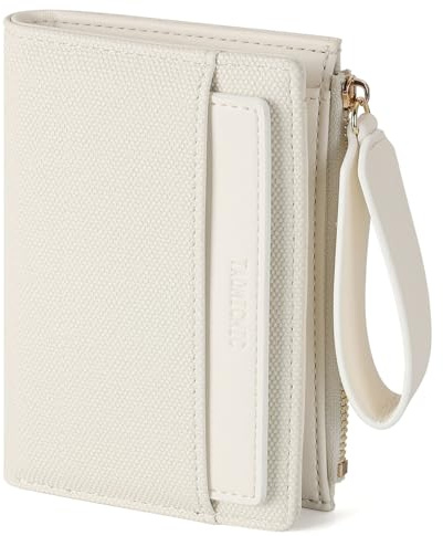 RRANCharltu Plånbok Dam i Mjukt Läder, Liten Damplånbok Flicka Portmoné med Flera Kortplatser Mini Plånbok med Armband med Dragkedja och Myntfack, Vit