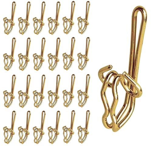 Brass Curtain Hooks, 100 Pack Metal Curtain Header Tape Drapery Hooks, Heavy Duty CurtainHooks for Window Door Shower(Gold)