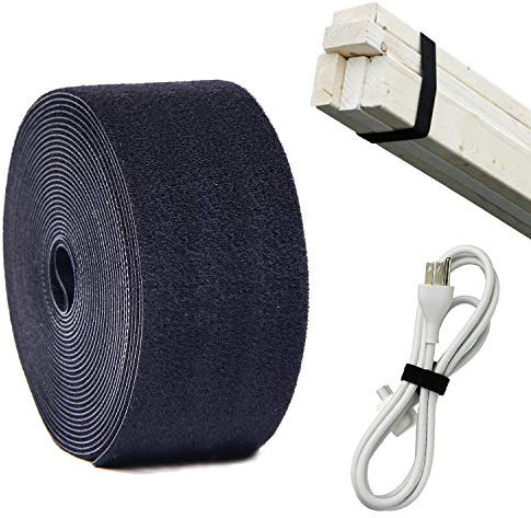 ANDERK 5CM x 5M Coudre sur Crochet et Bandes de Boucle avec Non-adhésif Retour Nylon Tissu Fermeture pour Cable Management, Travaux de Maison, Bricolage, Travaux Manuels, Noir