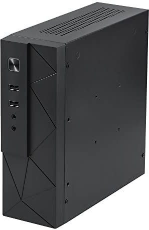 Goodisory MX01 SECC Lüfterloses Mini-ITX-HTPC-Gehäuse mit 3,5-Zoll-Festplattenschacht und vertikalem Standfuß (schwarz)