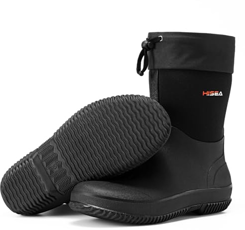HISEA Garden Boots for Men, Mens Waterproof Rain Shoes Ankle High Neoprene Rubber Insulated Mud Resistant Rainboots Outdoor Work Boots for Yard Chore Gardening Hiking Hunting, Black, Size 8
