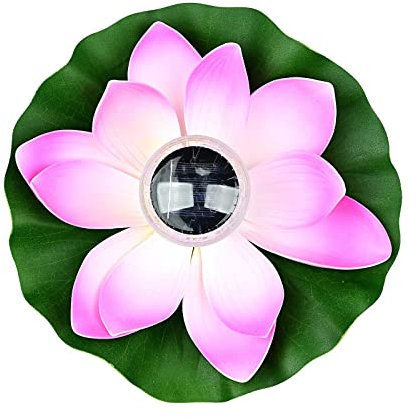 Lychee Luci Galleggianti Solari Esterno, RGB Lotus Flower Wishing Pond Light,IP65 LED Floating Light Impermeabile per Esterne, Giardino, Piscina, Stagno (Rosa)