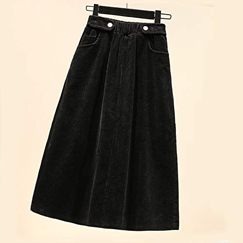 Jupe Pour Femme,Taille Haute Jupe En Velours Côtelé Poche Une Ligne Épaisse Chaude Lâche Grande Taille Jupe Mi-Longue Hiver Femmes Mode Décontractée Femme Pour Dames Fête Bureau Travail Porter