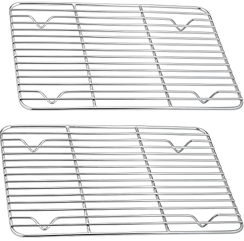 Joyfair Stainless Steel Cooling Racks Set of 2, 29.5 x 23CM | Middle Wire Rack for Roasting Grilling Cooking Drying for Cake/Pizza/Meat, Fit Baking Tray & Toaster Oven, Dishwasher Safe