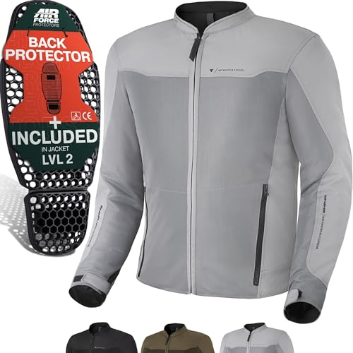SHIMA OPENAIR Giacca Moto Uomo - Leggera e Traspirante Giubbotto moto uomo estiva in trete con protezioni CE per schiena, spalle e gomiti (Grigio, M)