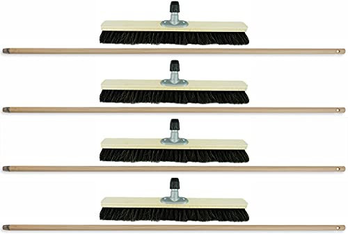 Novaliv 4 escobas de crin de caballo, con mango de madera, 50 cm, suave y fino, escoba para habitaciones, patios