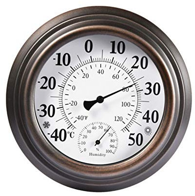 Termómetro analógico higrómetro con metal pintado antiguo, medidor humedad, 203 x 43 mm (-40 ?-50 ?)
