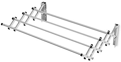 GIANTEX Stendibiancheria a Muro In Acciaio Inox, Portasciugamani Espandibile a Fisarmonica Salvaspazio Con 8 Aste Di Grande Capacità, Stendibiancheria Per Bagno, Lavanderia, Ecc