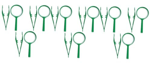 ibasenice 9 Sätze Kinderlupen Spielzeug zum Aufziehen Puppenhausschrank Schmucklupe Lupe 10x vergrößerungsspiegel Beobachtungsspielzeug für Kinder Beobachtungsset für Kinder fein Pinzette