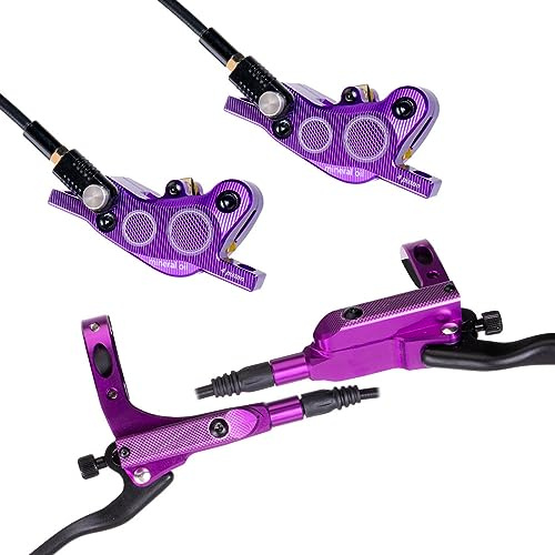 Hapihom Juego de frenos de disco hidráulicos, 4 pistones de freno hidráulico para bicicleta, freno hidráulico de bicicleta de aleación de aluminio, juego de frenos de disco para bicicleta delantero y