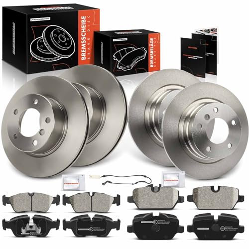 Frankberg 4x Bremsscheiben + 8x Bremsbeläge mit Bremsenschmiermittel Kompatibel mit 1er E87 120i 2004-2007 3er E90 316 318 320 2004-2011 Replace# 34116764641 34116769763