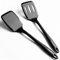 2 Pack Spatulas Set, Seamless Spatulas Silicone Heat Resistantan, Solid & Slotted Turners for Non Stick Cookware, Kitchen Utensils for Fish, Eggs, Pancakes, Wok, Black