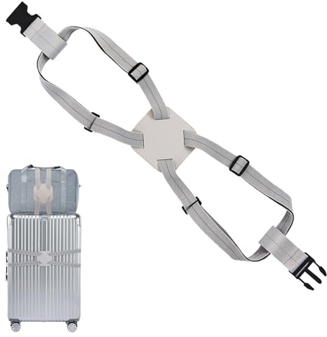 Cinghia regolabile per bagagli, cintura elastica di fissaggio per bagagli, cinghia elastica per valigie da trasporto con chiusura a fibbia sicura, accessori da viaggio per valigie trolley, grigia, si