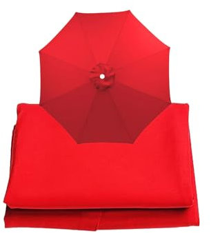 270 cm 8 Säulen Anti Garten Sonnenschirm Ersatzdach Terrassenschirm Ersatzstoff Für Terrassenschirm Outdoor Esstisch Marktschirm Oberseite Ersatz Schirmstoff(Rot)