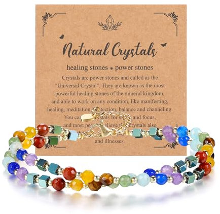 JSDDE 7 Chakra Armband Damen Perlenarmband Edelsteine Armband Heilsteine Armband Glücksbringer spirituellen Schmuck für Damen Frauen (7 Chakra)