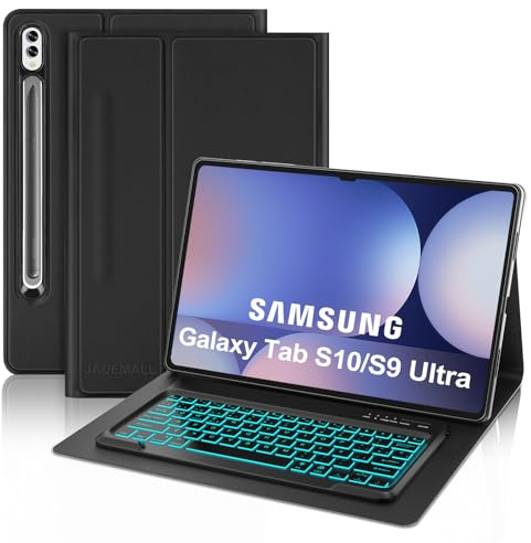 Keyboard Case for Samsung Galaxy Tab S10/S9 Ultra 14.6 Inch, Wireless Detachable Bluetooth Backlit Keyboard, Slim Cover with Pen Holder for Samsung Galaxy Tab S10/S9 Ultra 14.6 2024/2023, Black