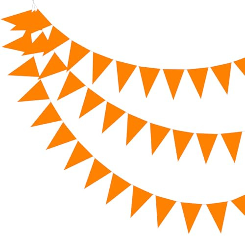 PATIKIL 49ft Banderines De Tela De Fieltro, Cadena De Banderines Triangulares Para Decoraciones De Carnaval Boda Cumpleaños, Naranja