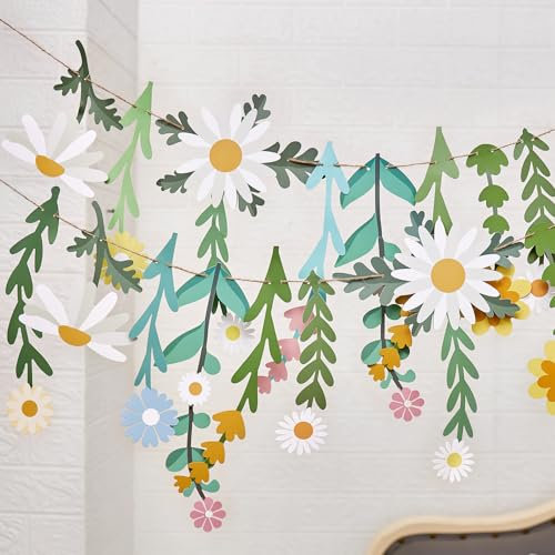 SUNBEAUTY Flower Paper Garland, Wildflowers, Party Banner Decorations, Flowers Party Decoration Floral Banner for Wall Birthday Spring Summer Garden Wedding Backdrop Indoor Outdoor Decor - 20 Pcs