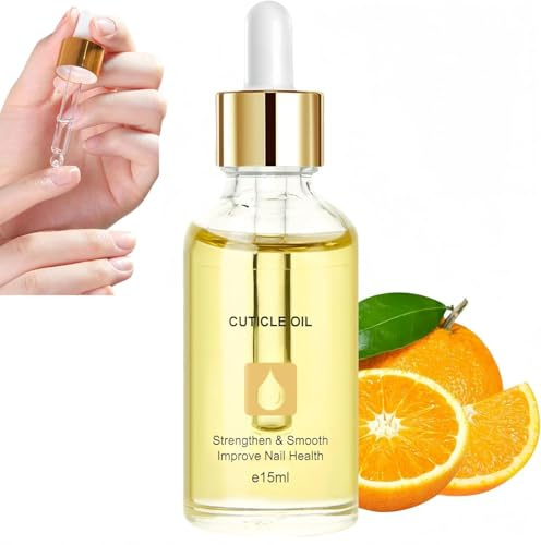 15ml Nail Cuticle Oil with Organic Vitamin E & B and Jojoba Oil, Helps Nourish Dry Rough Nails, Helps Improve the Look of Hangnails & Chapped Skin, Soothing Dropper Design with Orange Scent