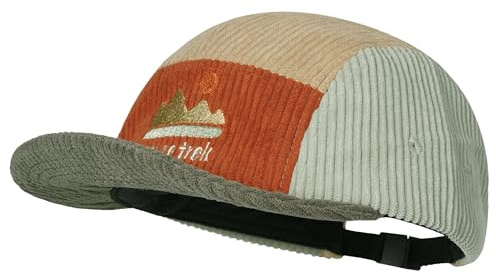 Clakllie Gorra de pana de 5 paneles de ala corta, vintage, gorra de pico corto, elegante gorra de béisbol de ala plana, gorra de béisbol urbana para patineta de calle