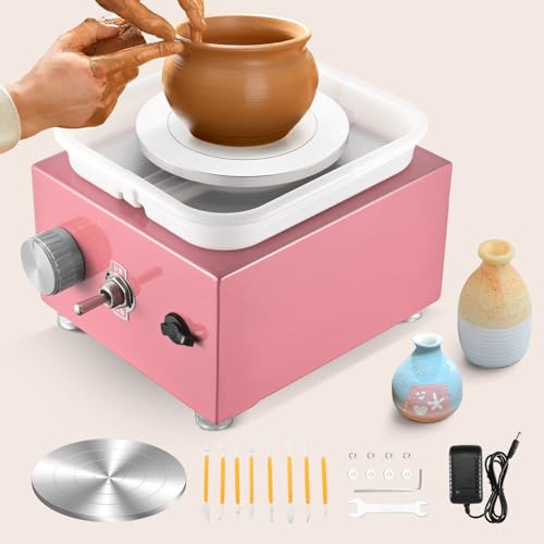 Tornio per Ceramica, Tornio per Argilla 2000RPM 30W Velocità Regolabile con Piastre da 10/6,5 cm, Strumenti di Modellatura e Vasca Rimovibile, Tornio Ceramica per Bambini e Adulti