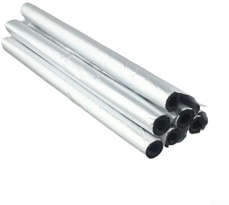 6 tubos de espuma de aislamiento de tuberías negras, envoltura para tubos de calefacción con papel de aluminio, aislamiento térmico resistente a la intemperie de 15.7 pulgadas de longitud
