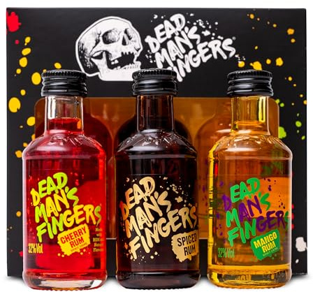 Dead Mans Fingers Rum Gift Set - Spiced, Cherry & Mango Flavoured, Mini Alcohol Bottles x3 5cl - Rum Miniatures, Birthday Gifts for Men, Dad Gifts, Boyfriend, Valentines Day