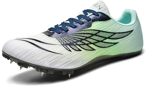 WESHIRUN Track and Field Shoes for Men Women 8 Spikes Boys and Girls Kids Running Racing Shoes Black