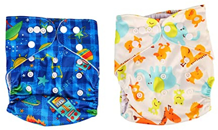SIWOTED 2 pezzi Pannolini di stoffa per bambini Pannolini impermeabili traspiranti a doppio petto a prova di perdite per neonati