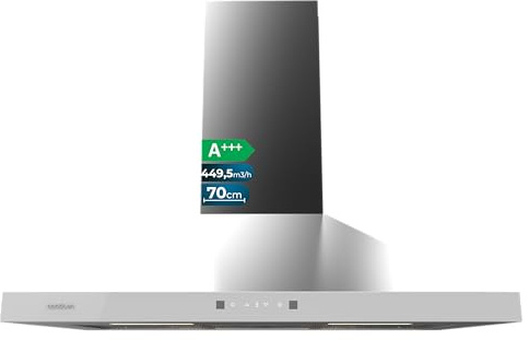 Cecotec Cappa Aspirante Piramidale 70 cm Bolero Flux PT 704400 Inox A+++. Vetro Frontale Bianco, Aspirazione 449,5 m³/h, Controllo Touch Invisibile, Funzione Booster, Filtri Lavabili, Classe A+++