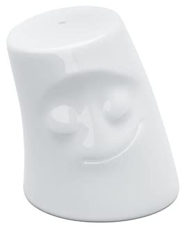FIFTYEIGHT PRODUCTS / Pfefferstreuer Würzschmusie „Kuschelig“ (Porzellan, Ø 4,5 cm, H: 5,2 cm, Gewicht: 57 g, weiß, Made in Germany)