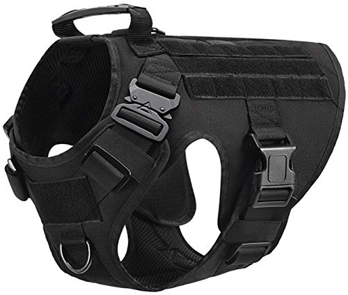 DHGTEP Arnés Anti Tirón para Perros Grandes Arnés Militar Táctico para Perros Pastor Alemán Doberman Labrador Producto de Entrenamiento para Perros de Servicio (Color : Black, Size : S)