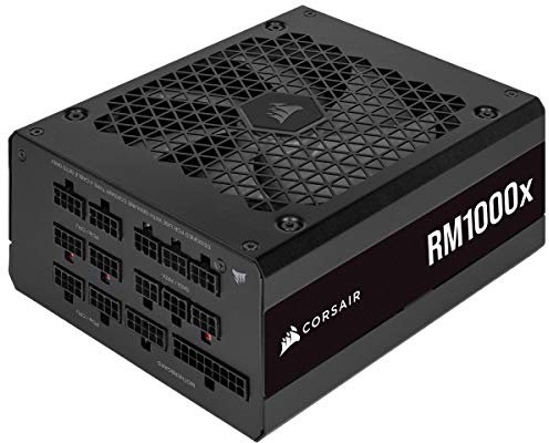 Corsair RM1000x 80 PLUS Gold Fully Modular ATX 1000 Watt Power Supply (135 mm Magnetic Levitation Fan, Wide Compatibility, Reliabile Japanese Capacitors, Extremely Fast Wake-from-Sleep) UK - Black