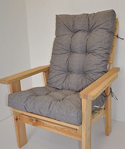 Rattani Polster für Gartenstuhl, Liegestuhl, Schaukelstuhl Sevila, Hochlehner Auflage, Gr. 125 x 55 cm, Colore Grigio (dunkel grau)