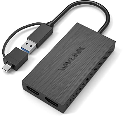 WAVLINK Adaptador USB C a HDMI Dual, Adaptador USB 3.0 a HDMI Doble, Dual 1080P@60Hz, Convertidor USB C a HDMI para MacBook Neo/Windows/Mac OS/Chrome/Android con OTG/Thunderbolt 3/4